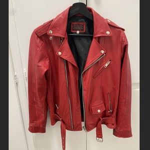 PELE CHE COCO 100% RED LEATHER JACKET - SMALL
